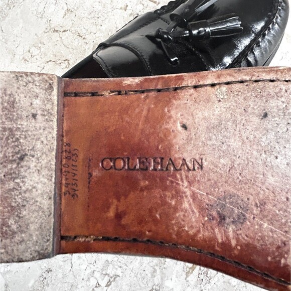 Cole Haan Loafers Mens Size 9.5 D Shoes Black Leather Tassels Nice! main image 2